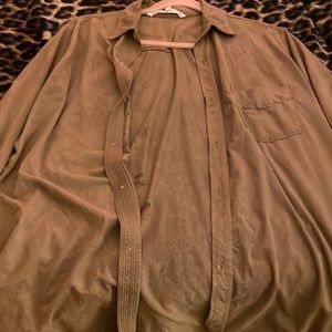 Velvet button up brown shirt